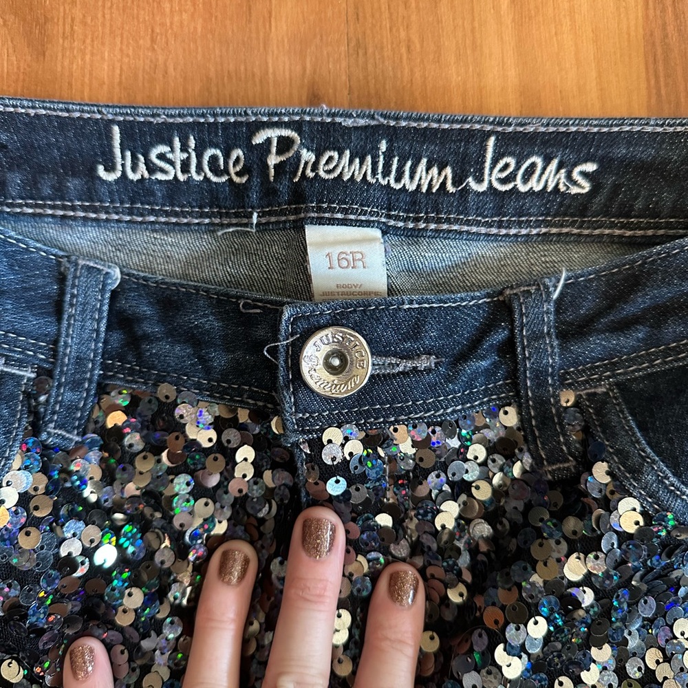 Justice sparkle sequin bling shorts 16R - Picture 3 of 4